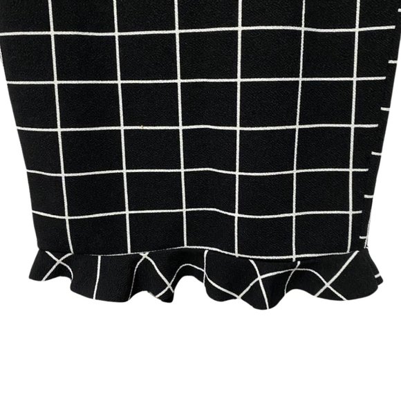 Shein Black and White Midi Pencil Skirt With Ruffles and Back Slit - Picture 5 of 9